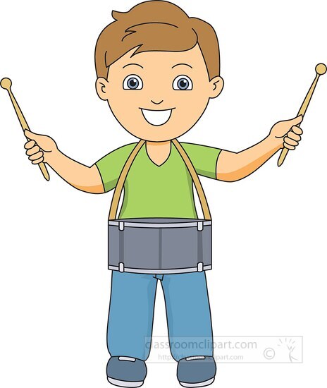 boy playing drum clipart