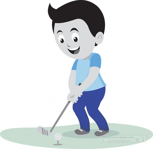 boy playing golf gray color 317