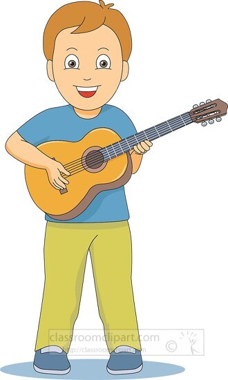 boy playing guitar clipart