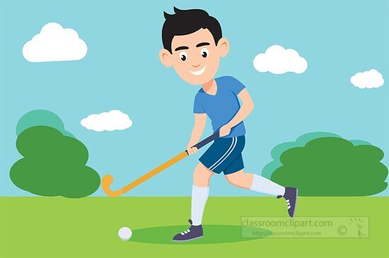 boy playing hockey sports clipart