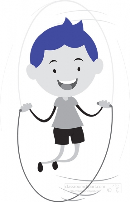 boy playing jumping rope purple gray color