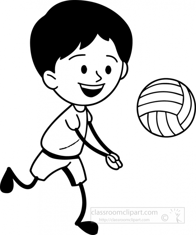 boy playing volleyball outline clipart
