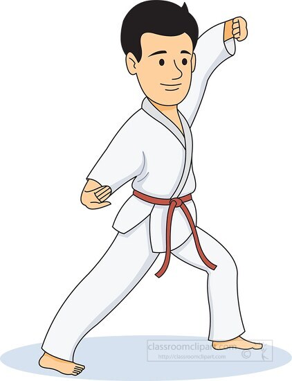 Karate and Martial Arts Clipart-boy practicing martial arts clipart