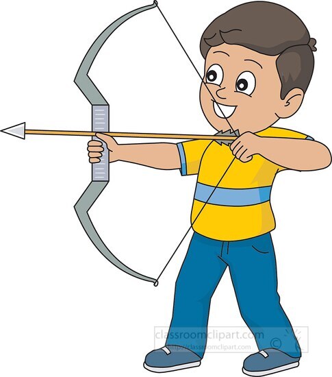 boy practing archery with bow arrow