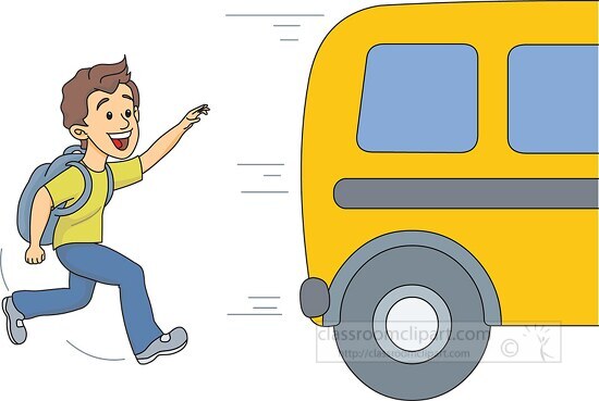 boy running behind school bus