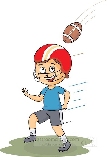 boy running to catch football clipart