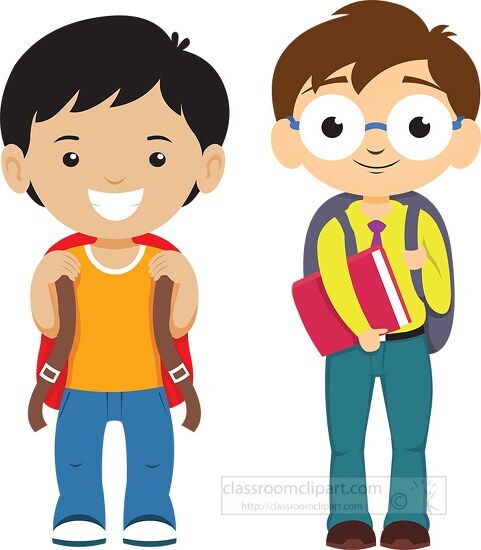 School Clipart-boy student with his bag pack and book back to