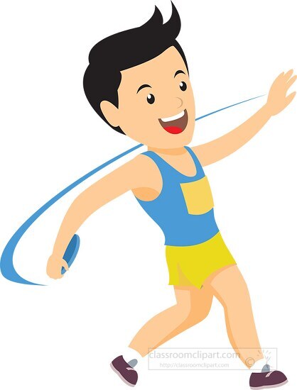 boy throwing discus track and field clipart