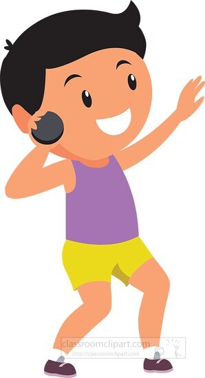 boy throwing shot put track and field clipart