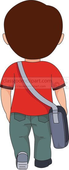 boy walking towards school back pose back to school clipart