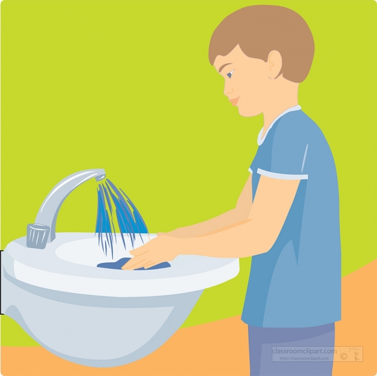 boy washing hands clipart