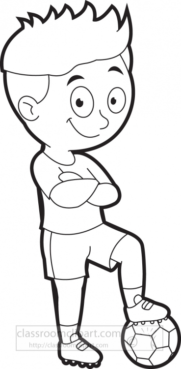 boy playing football clipart black and white