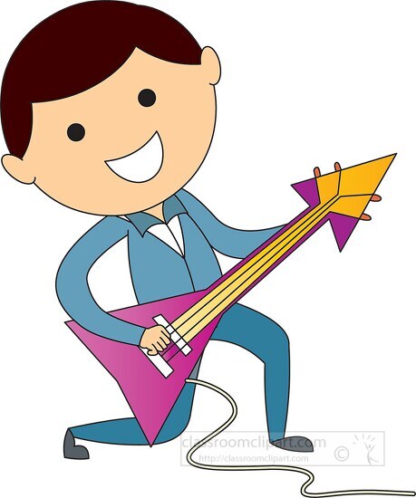 boy with playing electric guitar clipart
