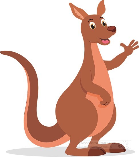 brown australian kangaroo cartoon style clipart