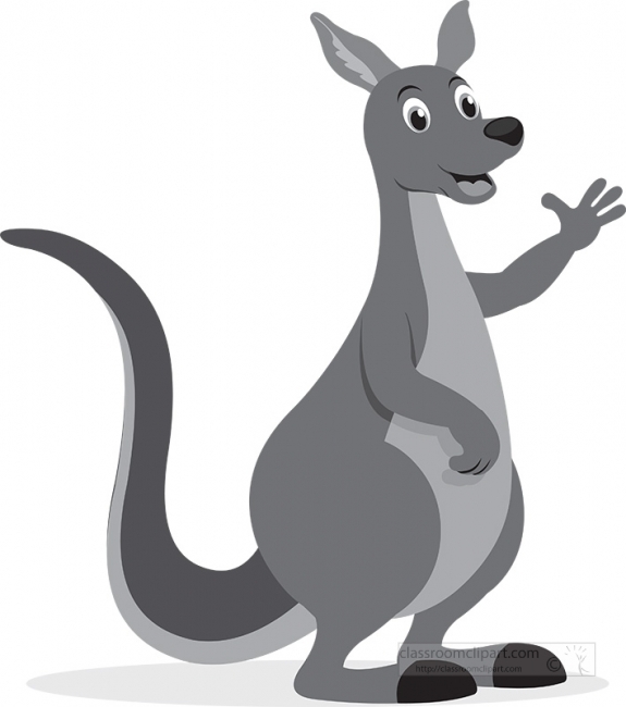 brown australian kangaroo cartoon style gray color