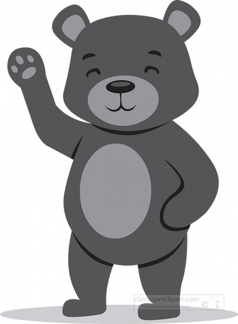 brown bear waving cartoon vector gray color