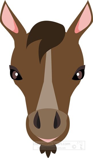Horse Clipart-brown horse face front view vectory clipart