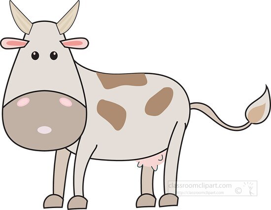 brown spotted cartoon style cow vector clipart