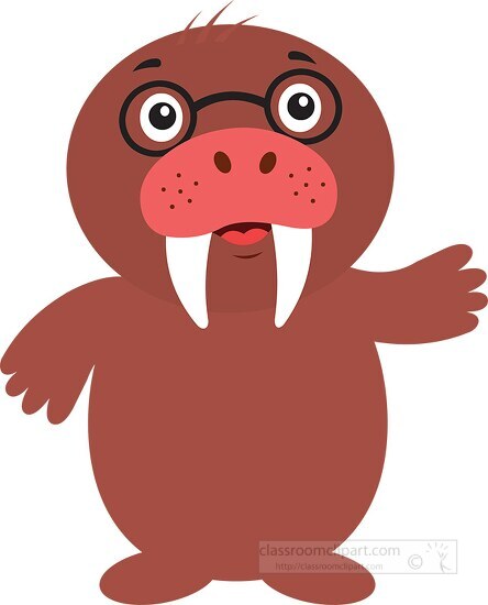 brown walrus cartoon character clipart