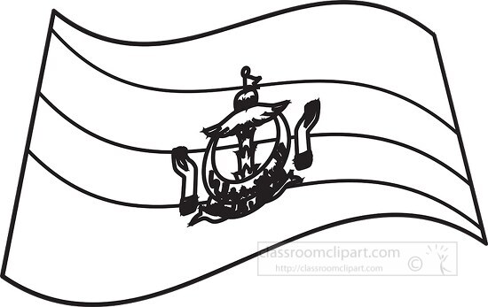 Brunei wavy flag black outline clipart