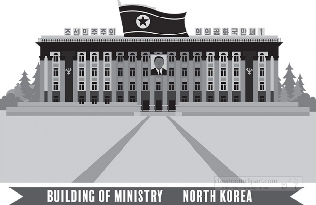 building of ministry pyongyang north korea gray clipart