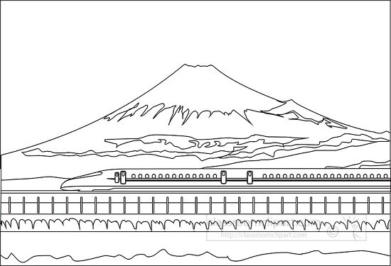 bullet-train-and-mount-fuji-japan-clipart