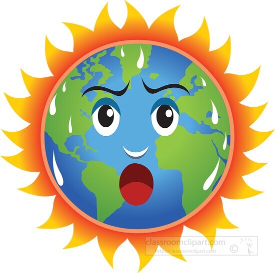 burning earth character frightening clipart