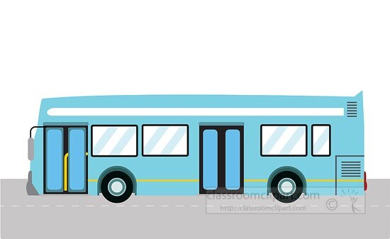 bus on city road side view clipart