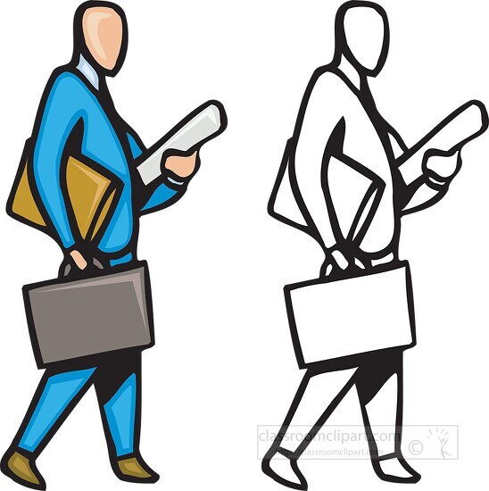 office man with briefcase clipart
