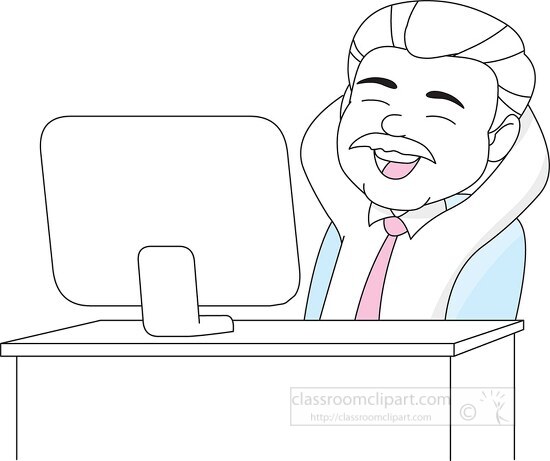 excited person clip art black and white