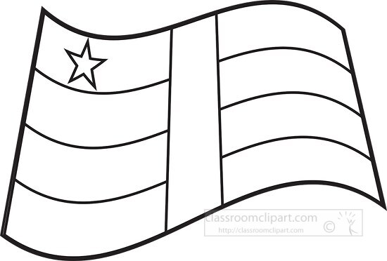 C African Republic wavy flag black outline clipart