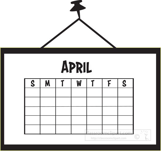 calendar april outline clipart