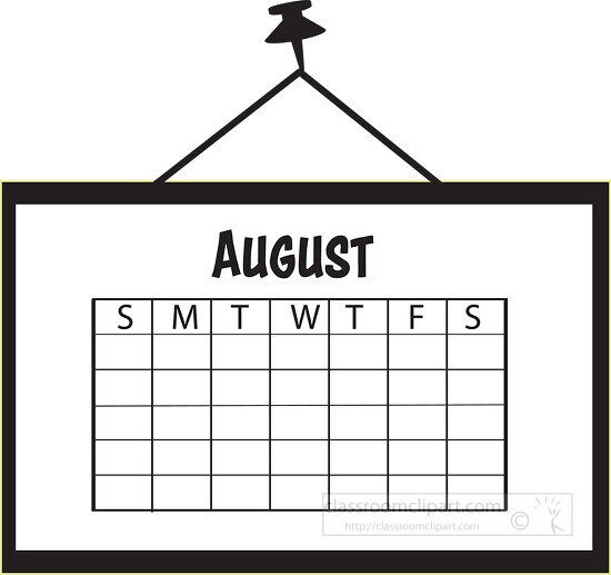 calendar august outline clipart