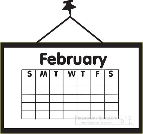 calendar february outline clipart