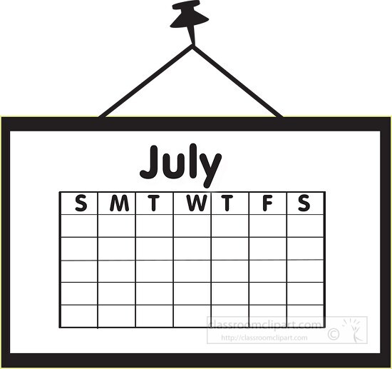 calendar july outline clipart