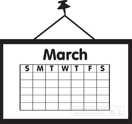 calendar march outline clipart