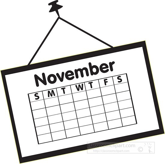 calendar november black outline clipart