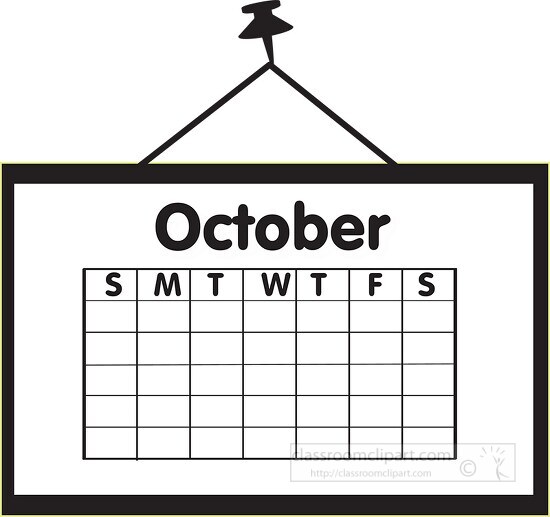october clipart black and white