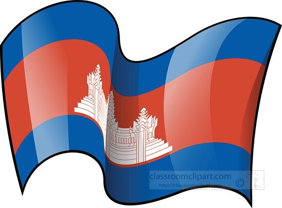 cambodia wavy country flag clipart