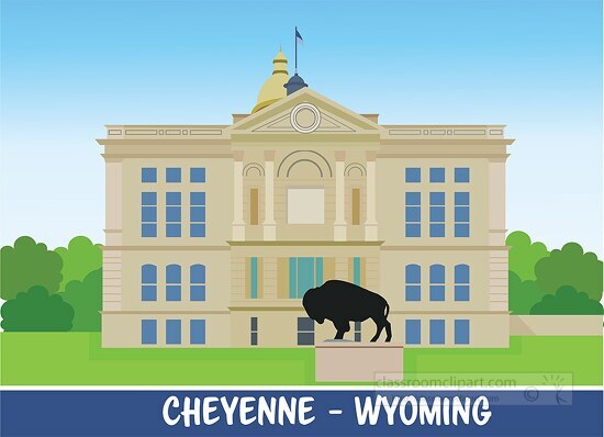 capitol building in downtown cheyenne wyoming clipart