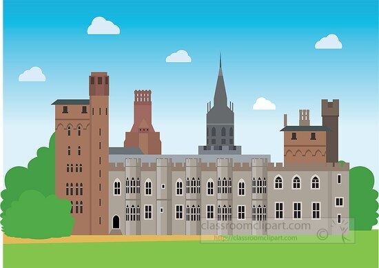cardiff castle in wales clipart
