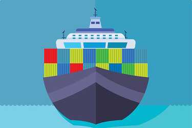 cargo ship laoded with containers transportation clipart