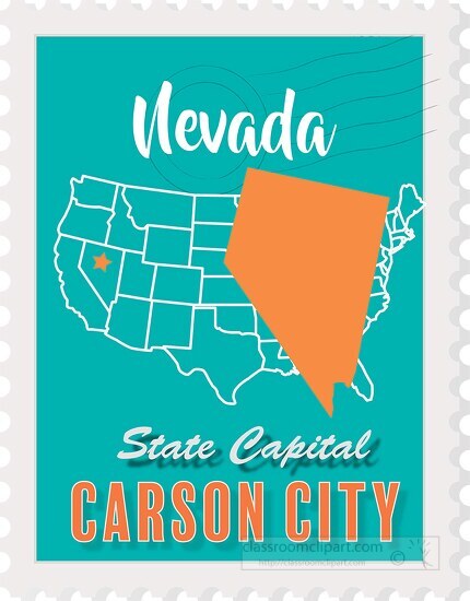 carson city nevada state map stamp clipart 2