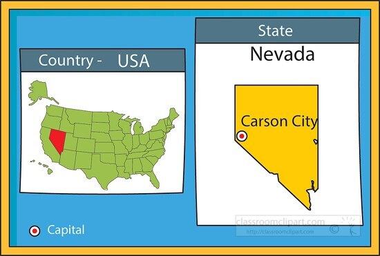 carson city nevada state us map with capital