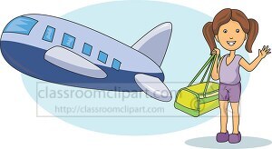 Cartoon of Girl traveling clipart