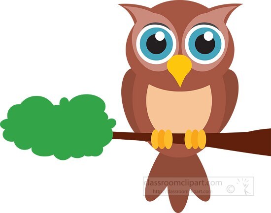 cartoon owl bird animal on tree clipart