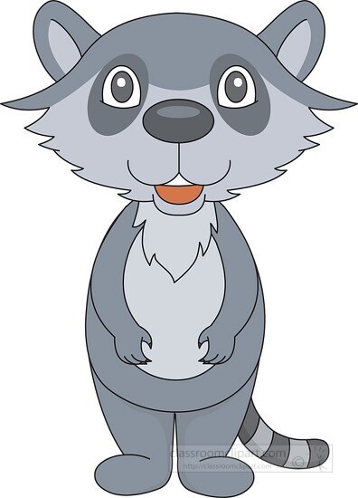 cartoon raccoon standing clipart