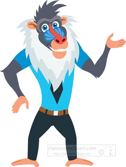 cartoon style baboon wearing clothes clipart