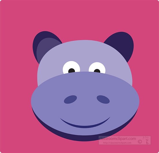 cartoon style big eyed hippo face vector clipart