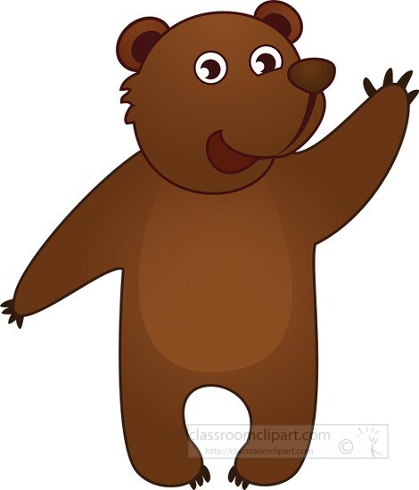 cartoon style brown bear standing waving.eps